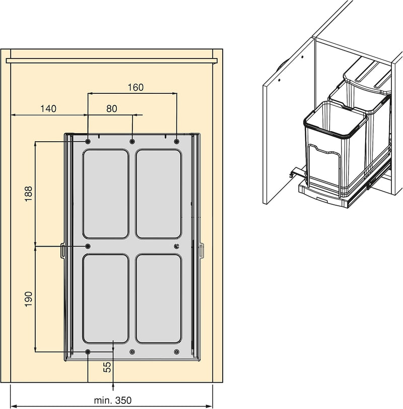 Recycle 35L Bin for Kitchen Lower