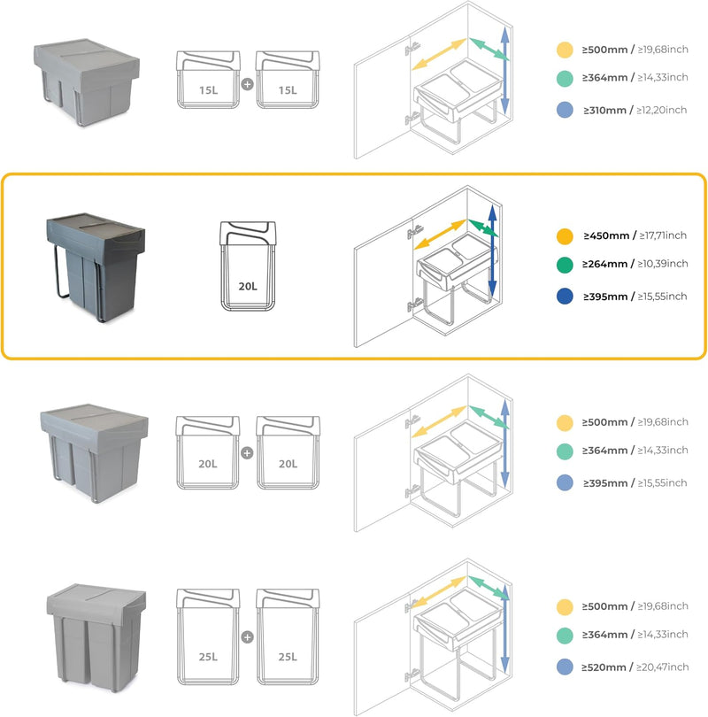 Recycle 35L Bin for Kitchen Lower