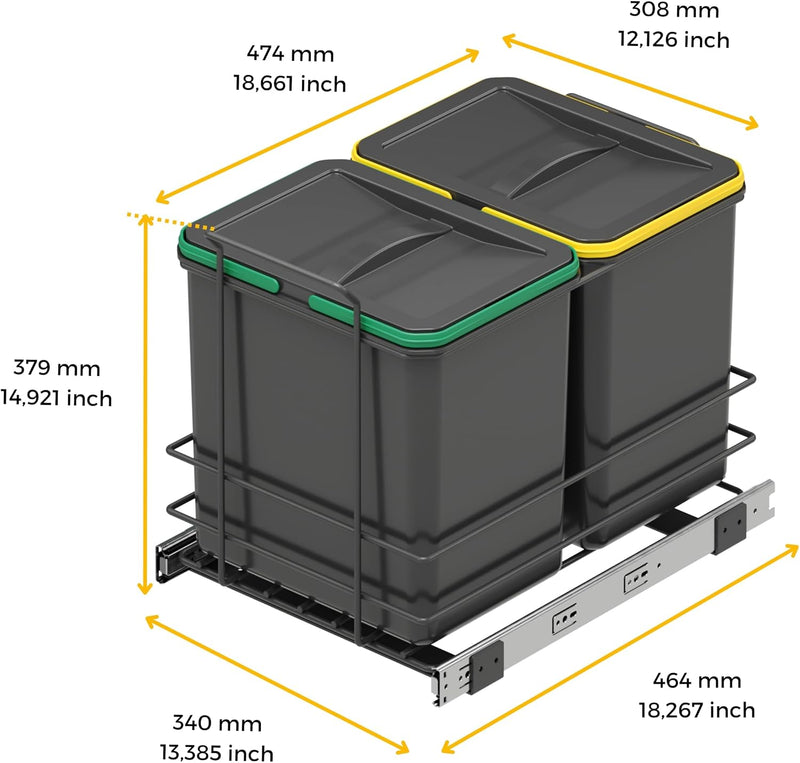 Recycle 35L Bin for Kitchen Lower