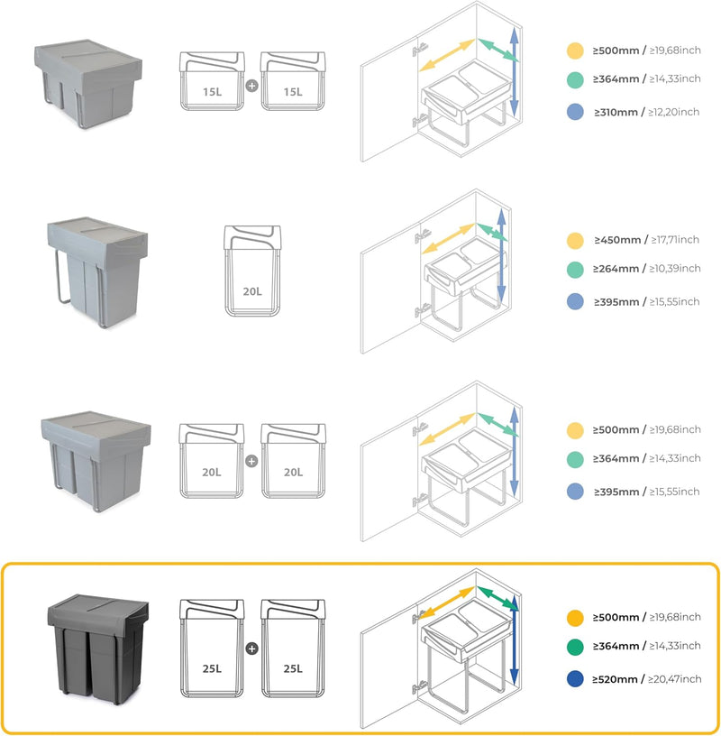Recycle 35L Bin for Kitchen Lower
