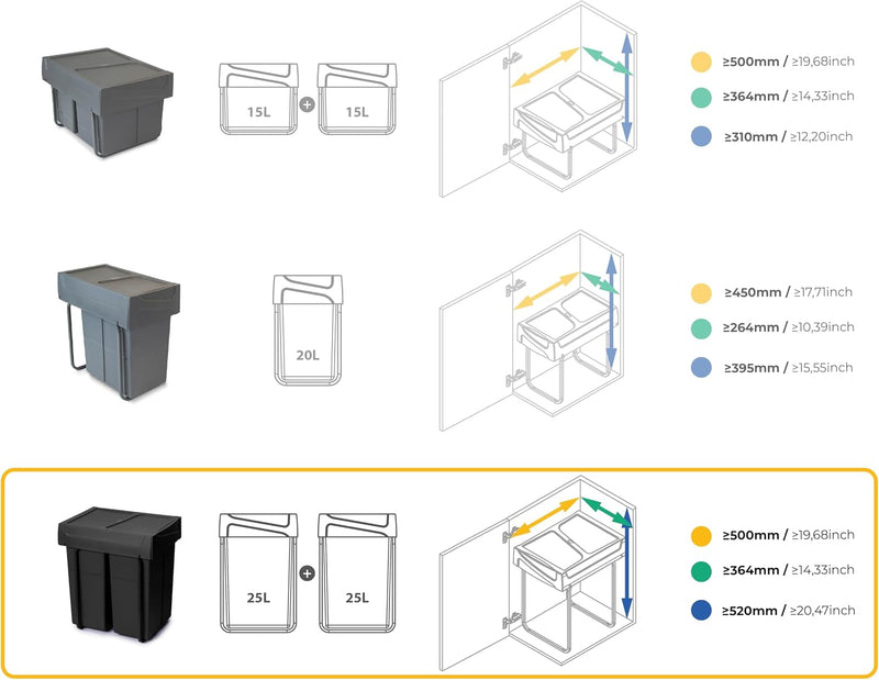 Recycle 35L Bin for Kitchen Lower