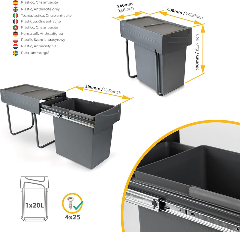 Recycle 35L Bin for Kitchen Lower