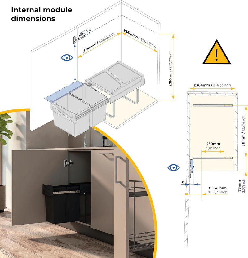 Recycle 35L Bin for Kitchen Lower