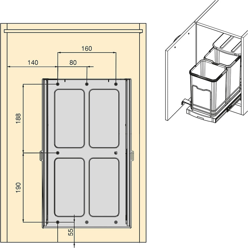Recycle 35L Bin for Kitchen Lower