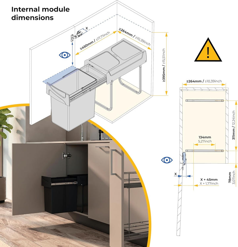 Recycle 35L Bin for Kitchen Lower