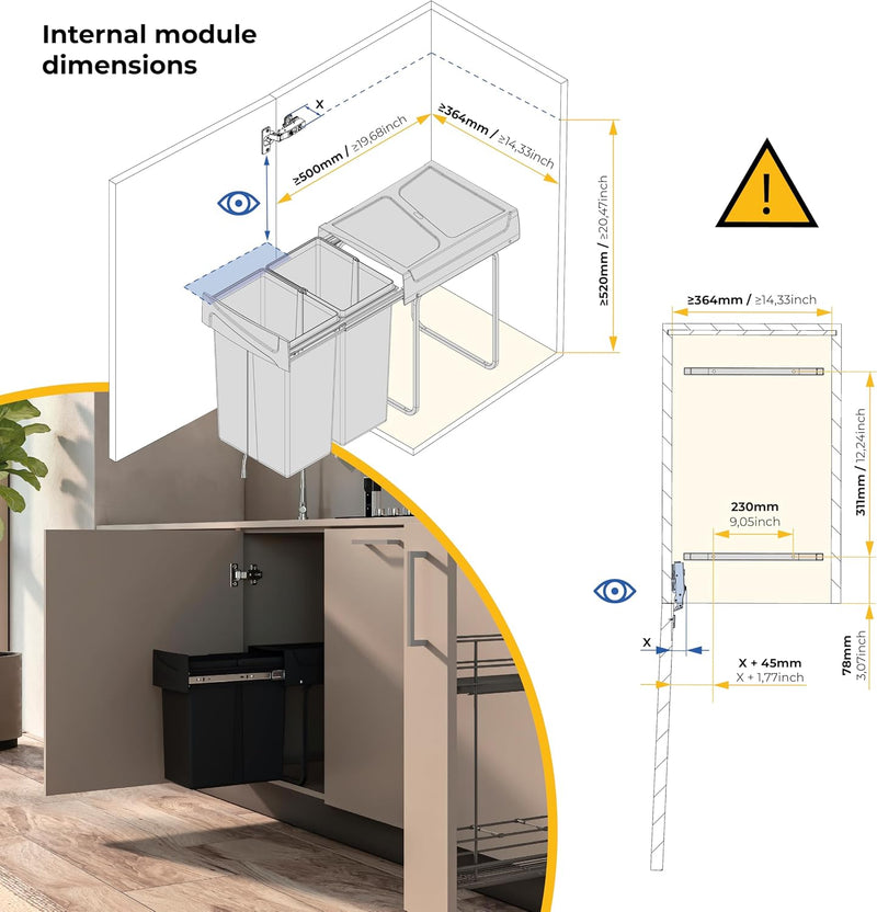 Recycle 35L Bin for Kitchen Lower