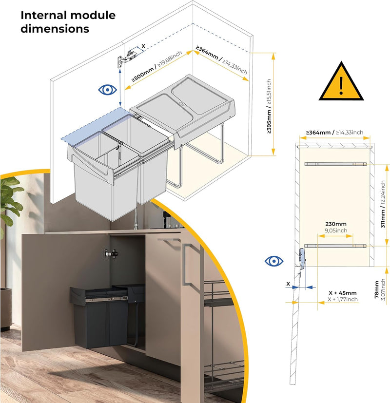 Recycle 35L Bin for Kitchen Lower