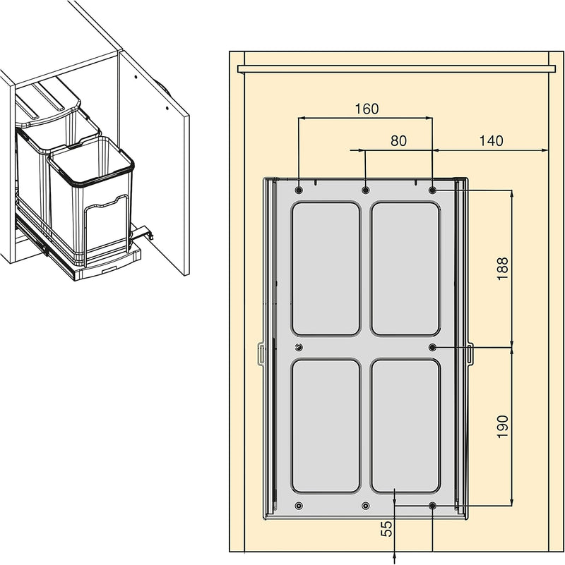 Recycle 35L Bin for Kitchen Lower