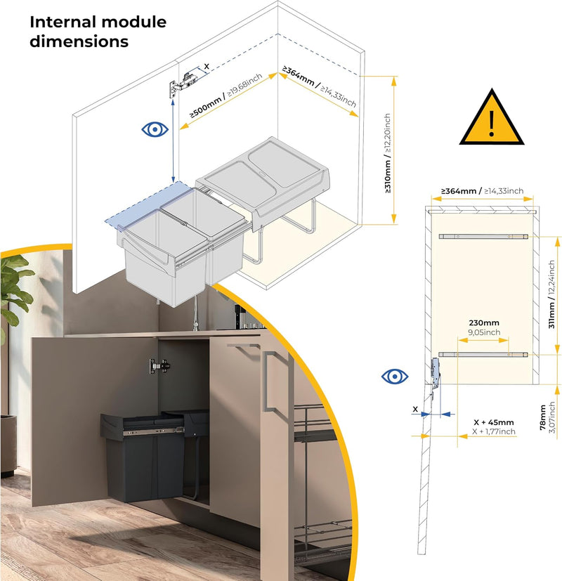 Recycle 35L Bin for Kitchen Lower