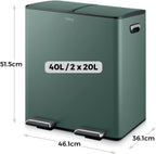 Recycling Pedal Bin Two 20L Compartments