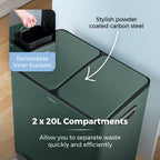 Recycling Pedal Bin Two 20L Compartments
