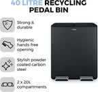 Recycling Pedal Bin Two 20L Compartments