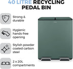 Recycling Pedal Bin Two 20L Compartments