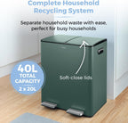 Recycling Pedal Bin Two 20L Compartments