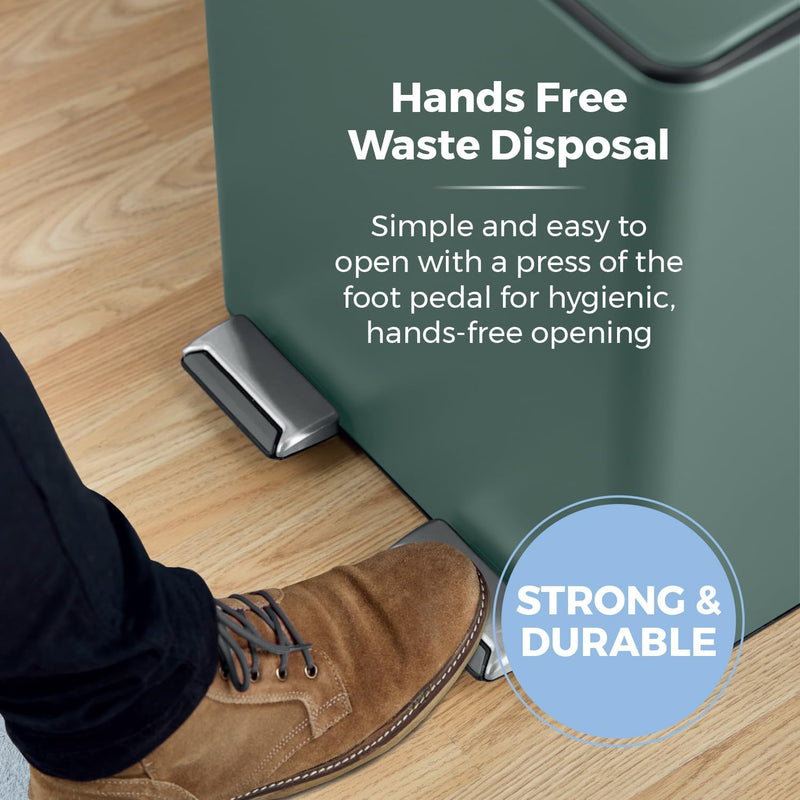 Recycling Pedal Bin Two 20L Compartments