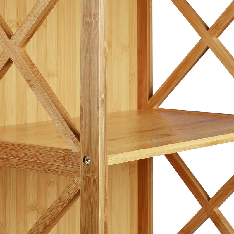 2x Bamboo Shelf with Basket 2 Tiers Wooden