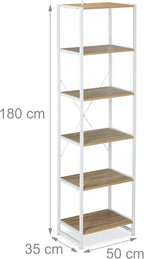 Bookcase with 6 Tiers Industrial Look