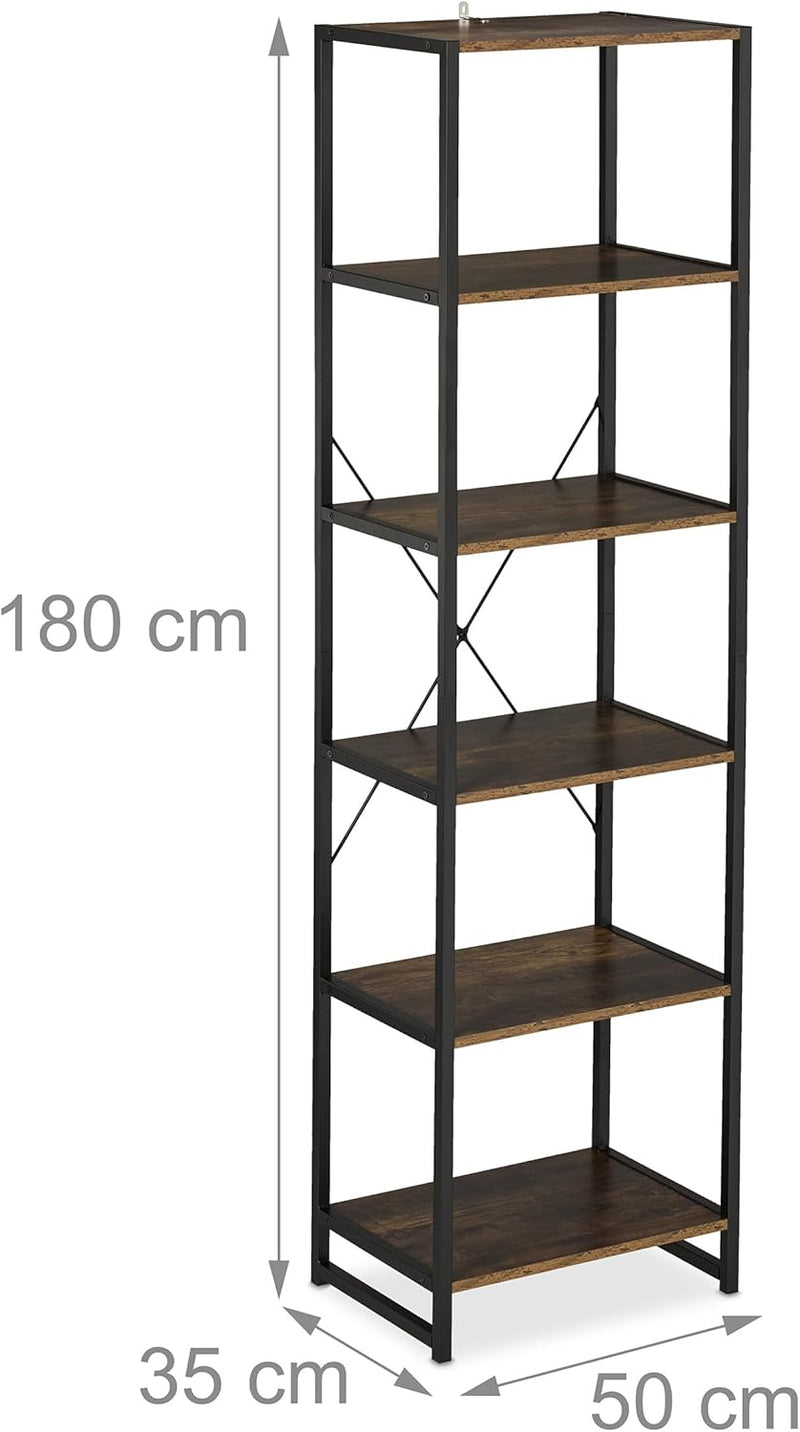 Bookcase with 6 Tiers Industrial Look