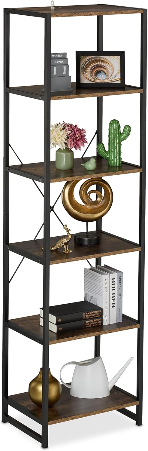 Bookcase with 6 Tiers Industrial Look