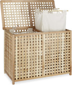 Double Laundry Hamper Basket 2 Part Bin 46.1