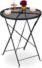 Relaxdays Fold-Up Garden Table Parasol Hole Weatherproof Steel