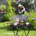 Relaxdays Fold-Up Garden Table Parasol Hole Weatherproof Steel