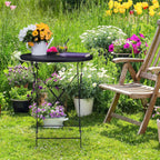 Relaxdays Fold-Up Garden Table Parasol Hole Weatherproof Steel
