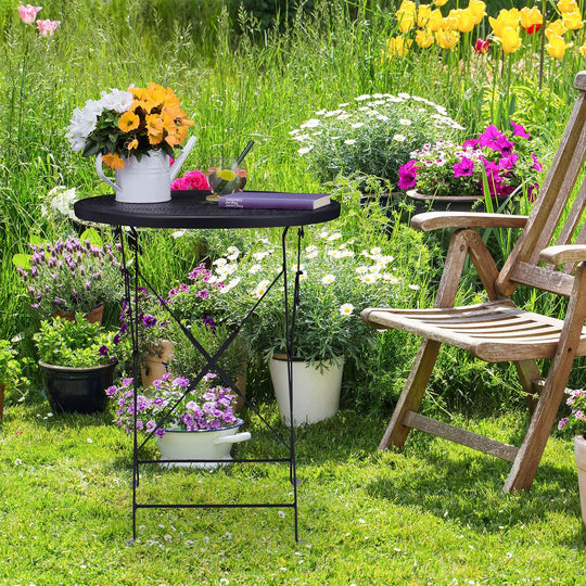 Garden Table Parasol Hole Weatherproof Steel Round