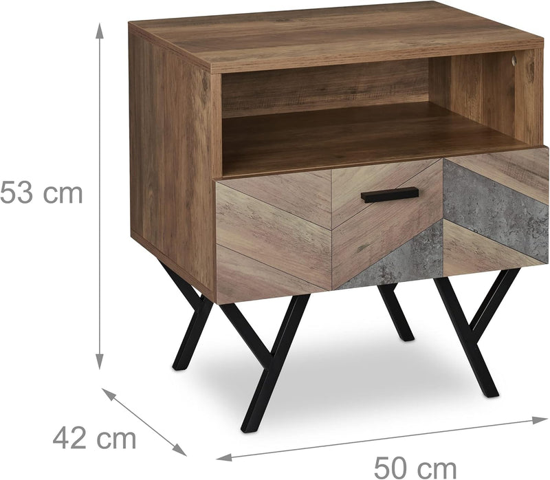 Stand Side Table Drawer Industrial