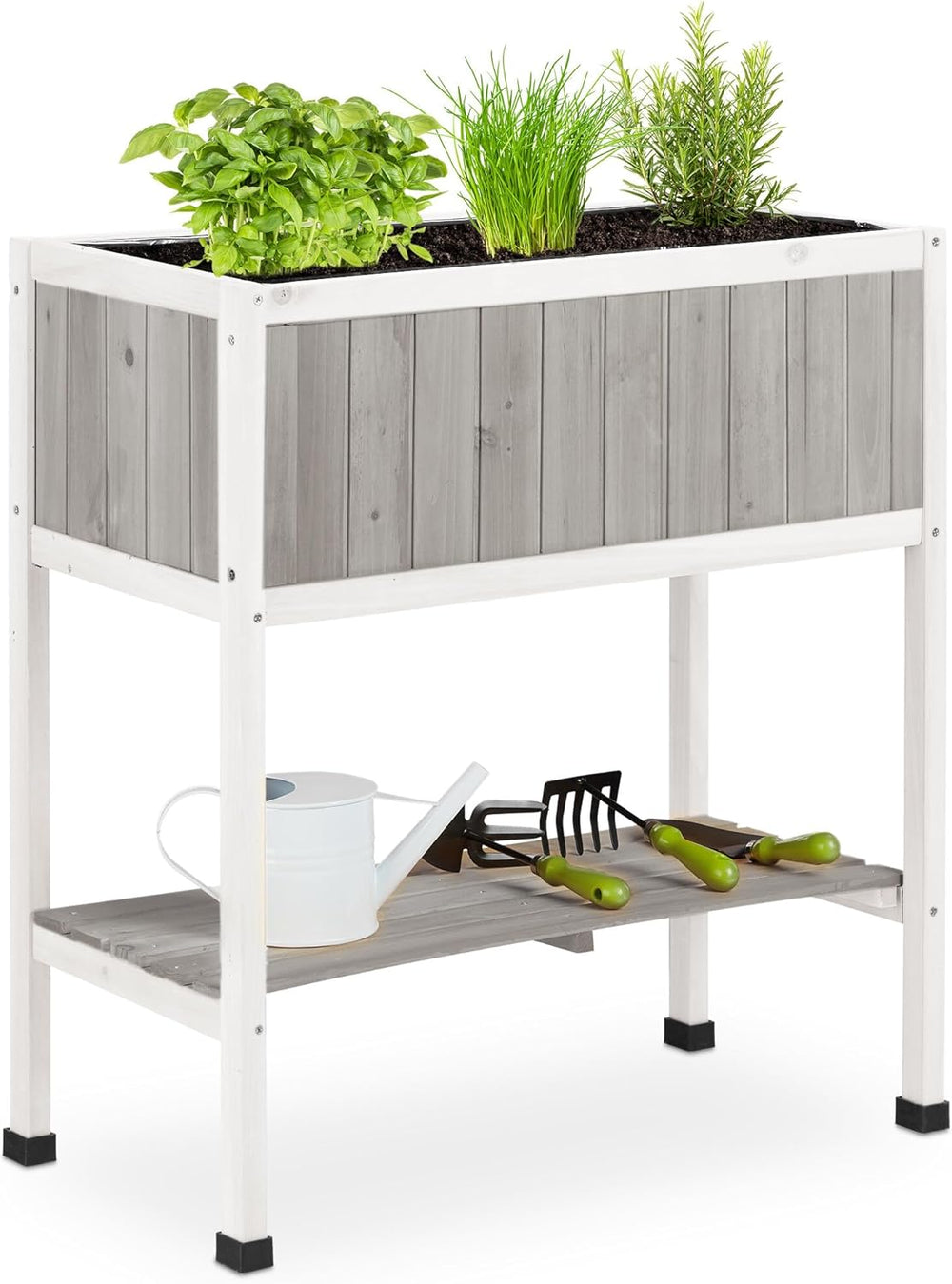 Relaxdays Raised Wooden Planter with Liner Flower Bed