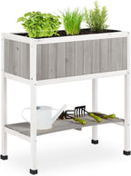 Relaxdays Raised Wooden Planter with Liner Flower Bed