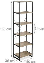 Relaxdays Shelfing Unit Industrial Storage Design Tall Bookcase