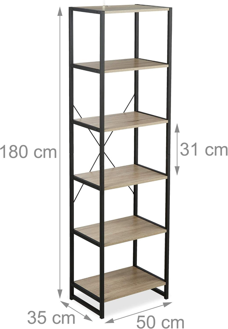 Unit Industrial Storage Design Tall Bookcase with 6