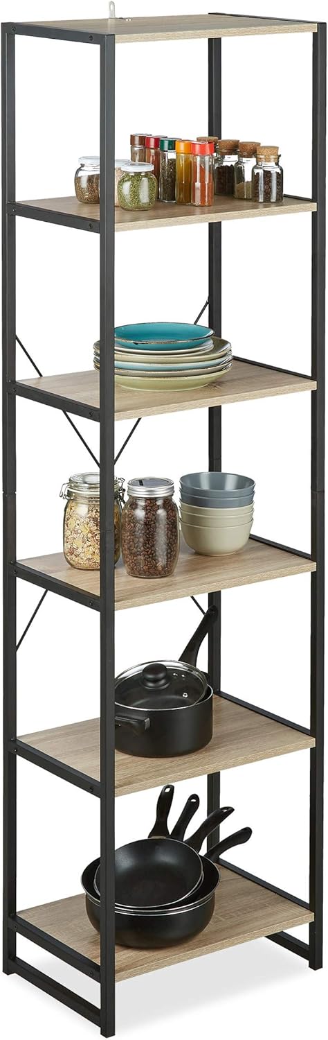 Unit Industrial Storage Design Tall Bookcase with 6