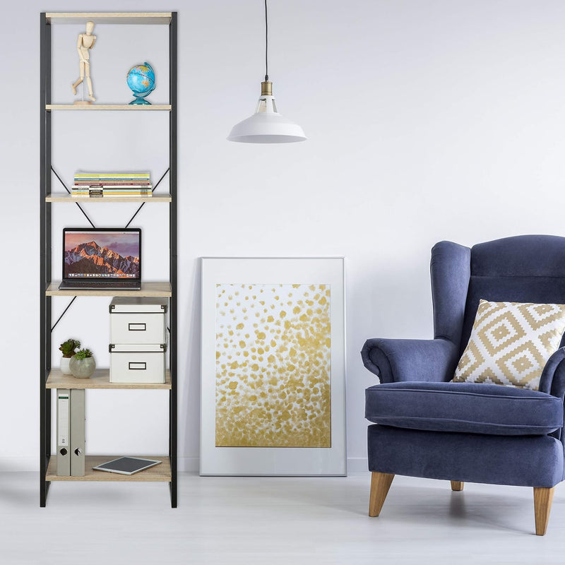 Unit Industrial Storage Design Tall Bookcase with 6