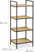Relaxdays Standing Shelf Unit 4 Tiers Bamboo Metal