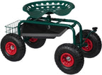 Relaxdays Wheeled Garden Seat Height-Adjustable 150KG Capacity