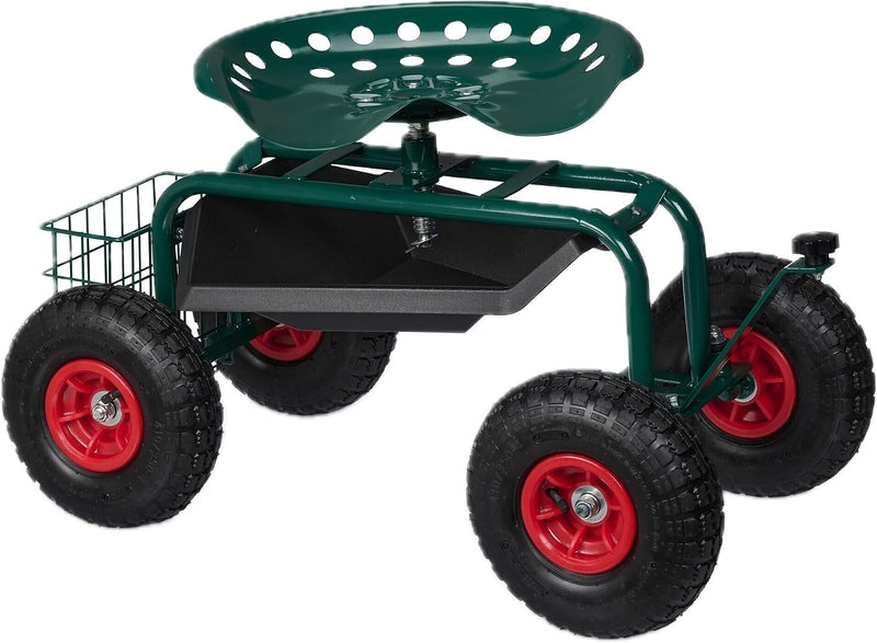 Wheeled Garden Seat Height-Adjustable 150KG Capacity Storage