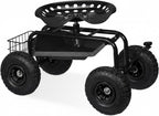 Relaxdays Wheeled Garden Seat Height-Adjustable 150KG Capacity