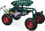 Relaxdays Wheeled Garden Seat Height-Adjustable 150KG Capacity