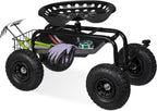 Relaxdays Wheeled Garden Seat Height-Adjustable 150KG Capacity