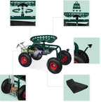 Relaxdays Wheeled Garden Seat Height-Adjustable 150KG Capacity