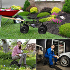 Relaxdays Wheeled Garden Seat Height-Adjustable 150KG Capacity