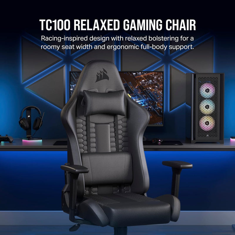 Relaxed Gaming Chair Leatherette Racing-Inspired Design Lumbar