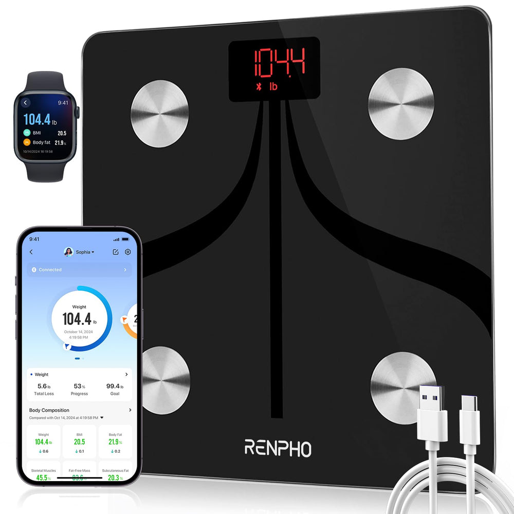 Renpho Smart Body Fat Scales USB Rechargeable Bathroom