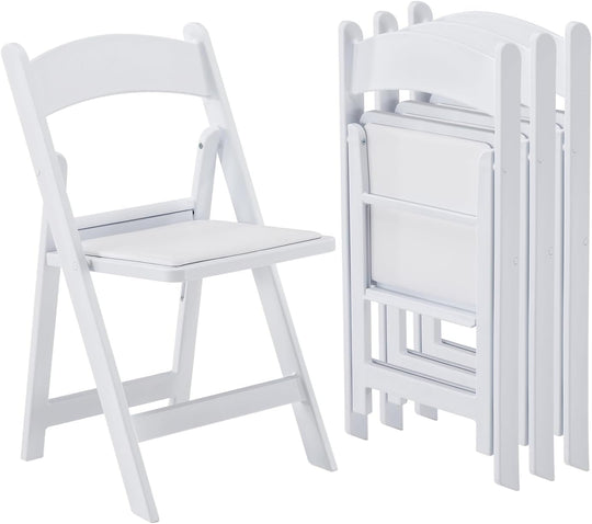 Resin Folding Chairs Foldable Chair with Vinyl Padded (4 Pack)