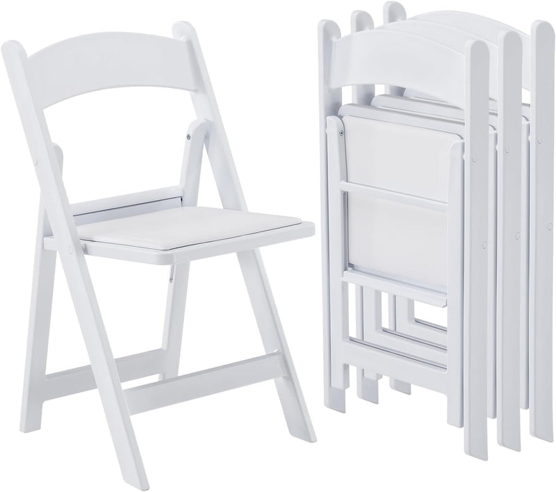 Resin Folding Chairs Foldable Chair with Vinyl Padded (4 Pack)