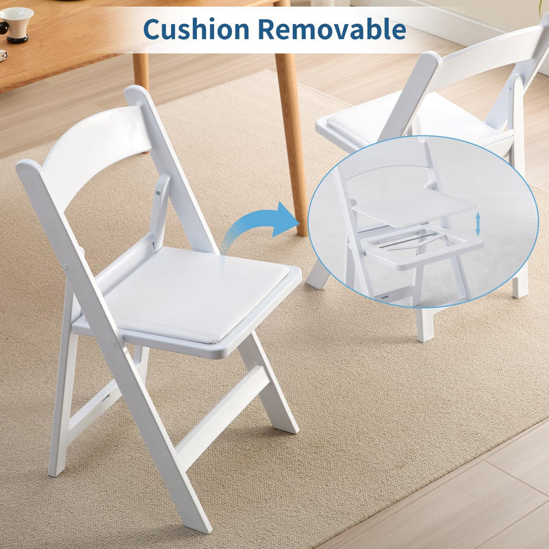Resin Folding Chairs Foldable Chair with Vinyl Padded (4 Pack)