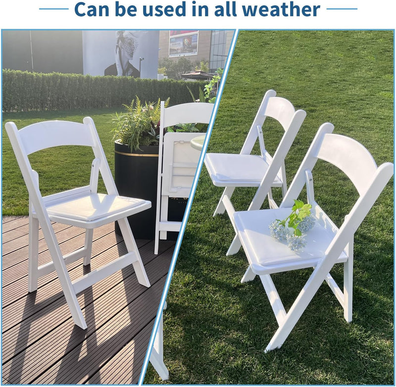 Resin Folding Chairs Foldable Chair with Vinyl Padded (4 Pack)