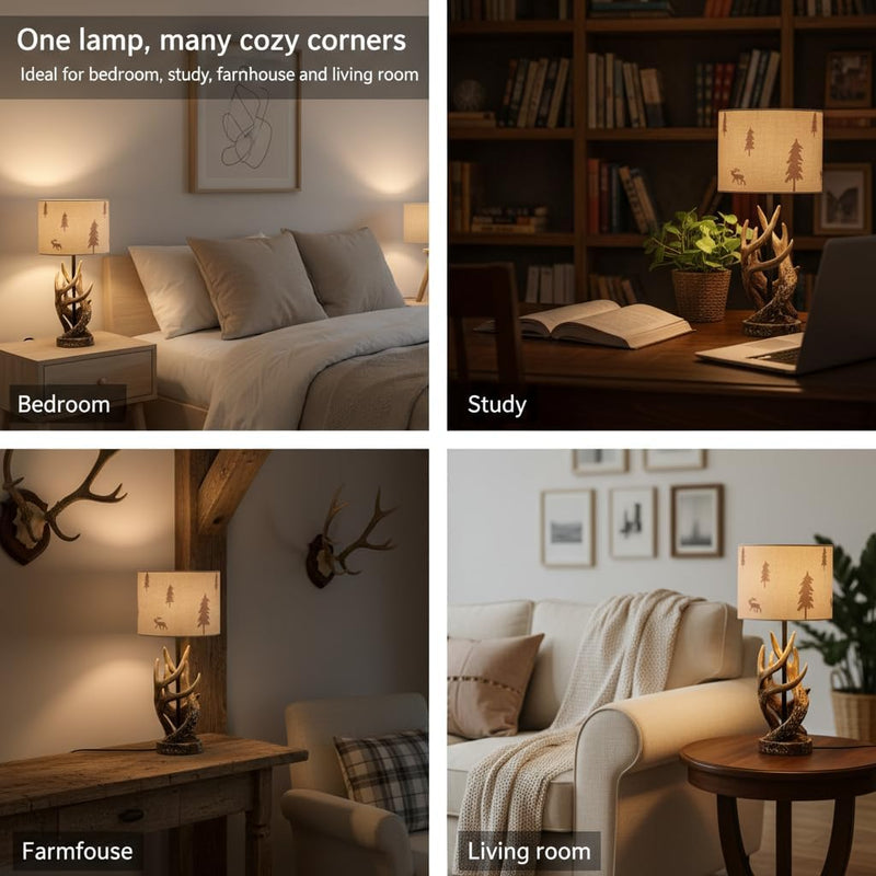 Resin Table Lamp Antler Tall for Living Room
